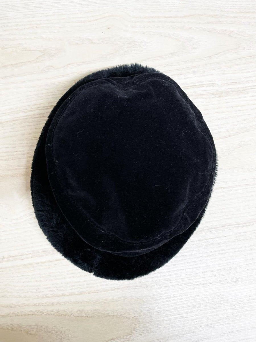 vintage 90s fersten velvet + faux fur trim hat - good market thrift store