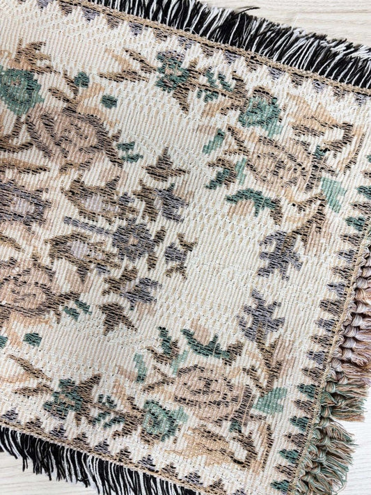 vintage 90s floral tapestry runner rug - good market thrift store