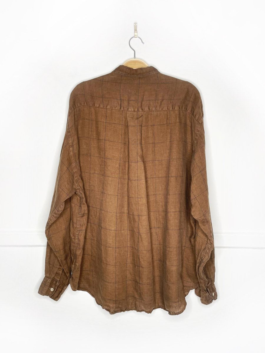vintage 90s giorgio armani 100% linen window pane check relaxed shirt | le collezioni - good market thrift store
