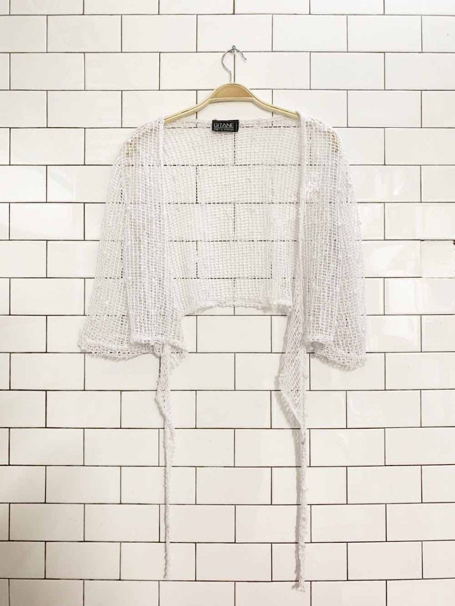 vintage 90s gitane sparkly crochet knit tie up top | prêt à porter - good market thrift store