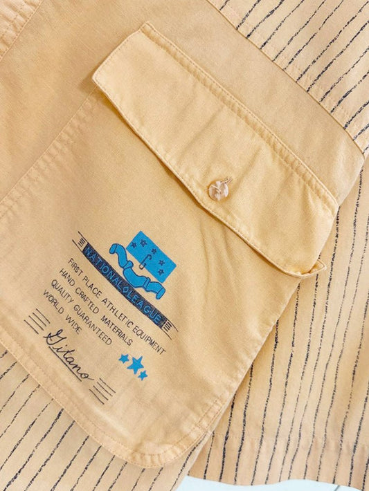 vintage 90s gitano striped 1/4 button utility pocket shirt - good market thrift store