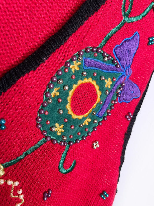 vintage 90s gladys bagley holiday wreaths knit vest | work in progress - good market thrift store