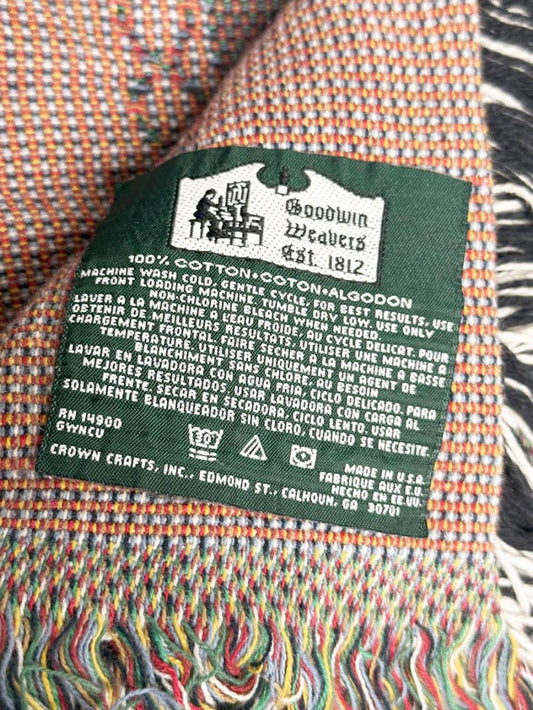 vintage 90s goodwin weavers woven floral throw blanket | made in USA - good market thrift store