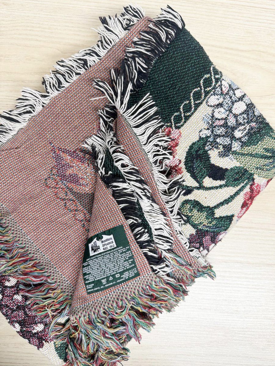 vintage 90s goodwin weavers woven floral throw blanket | made in USA - good market thrift store