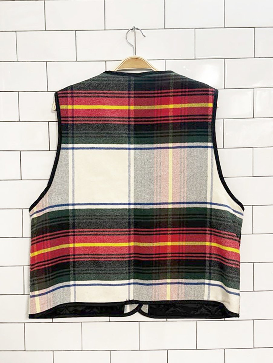 vintage 90s guess flannel quilted full button vest - good market thrift store