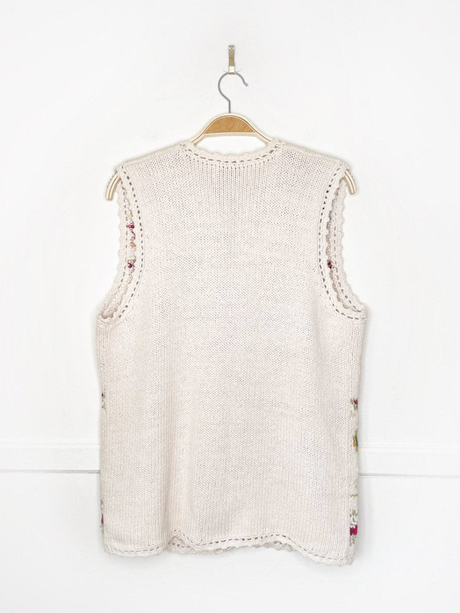 vintage 90s heirloom collectibles crochet trim holiday knit vest - good market thrift store