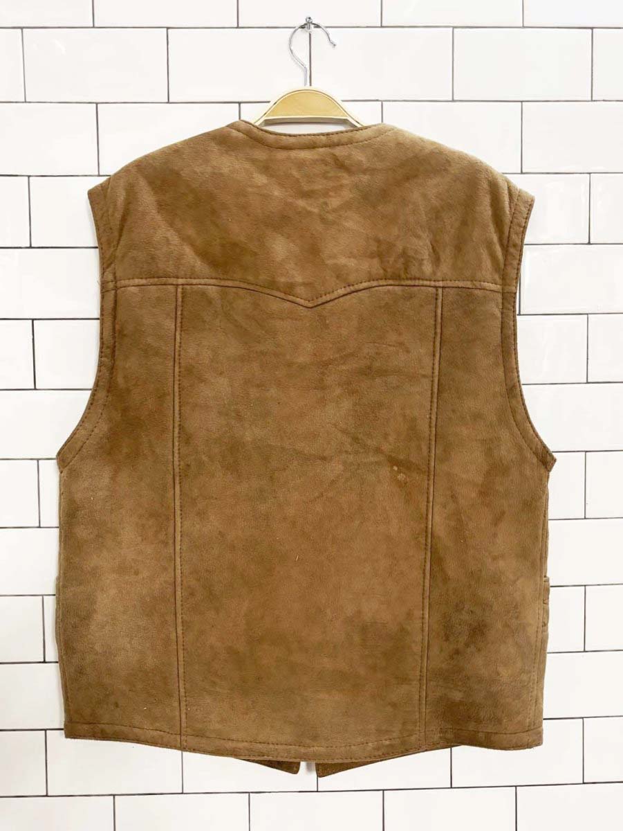 vintage 90s hide society shearling leather vest - good market thrift store