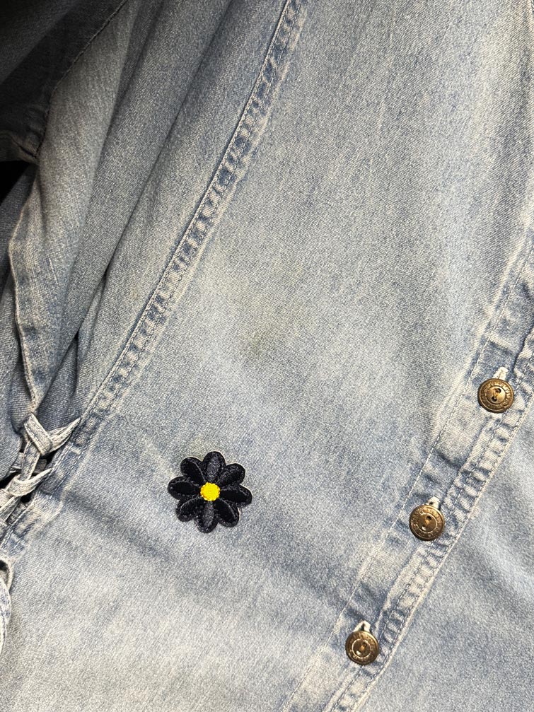 vintage 90s image full button corset waist denim maxi dress - good market thrift store