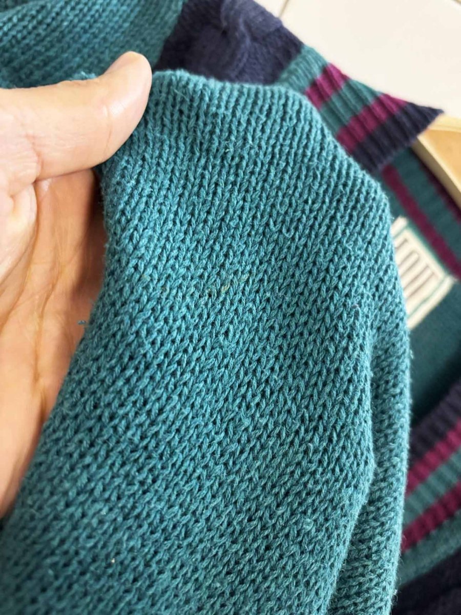 vintage 90s IOU cable knit v - neck sweater - good market thrift store