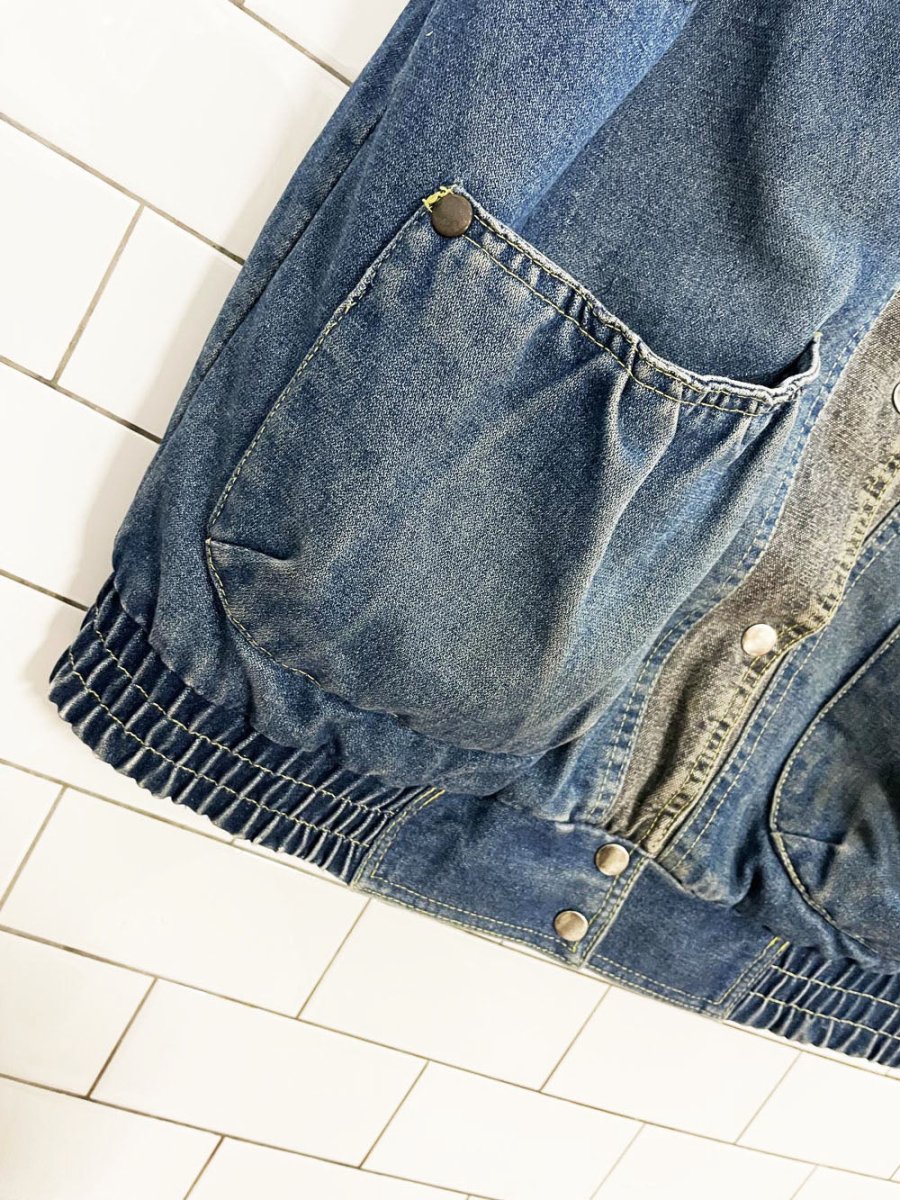 vintage 90s izzi snap button two - tone denim reversible flannel vest - good market thrift store