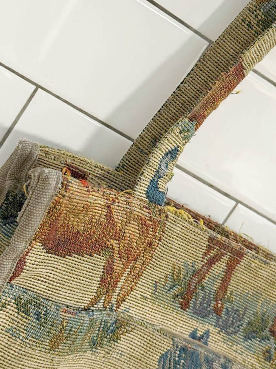 vintage 90s jade woven horses tote bag - good market thrift store