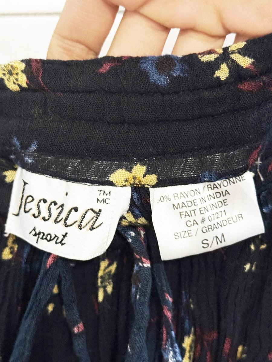 vintage 90s jessica boho drawstring floral flowy midi skirt - good market thrift store