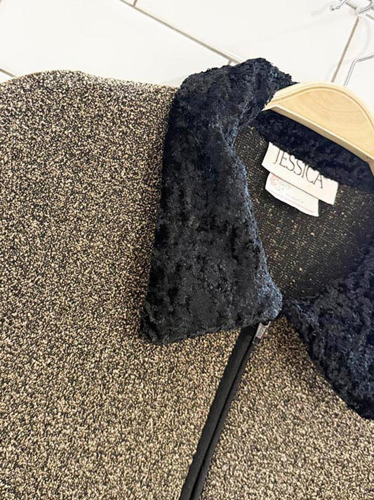 vintage 90s jessica faux fur collar full zip light jacket | made in Canada - good market thrift store