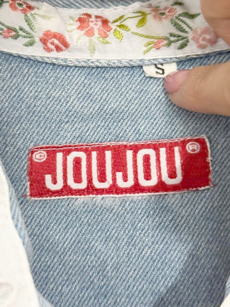 vintage 90s joujou handcrafted patchwork denim jacket - good market thrift store