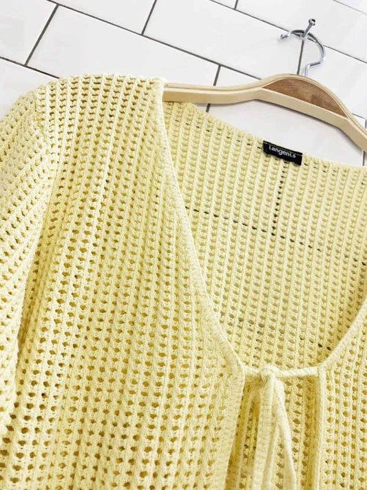 vintage 90s langents loose knit tie front cardigan - good market thrift store