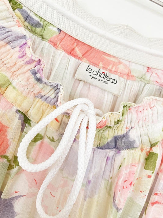 vintage 90s le chateau chiffon boho floral flowy midi skirt | made in India - good market thrift store