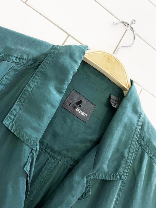 vintage 90s liz claiborne 100% silk full button blouse | lizwear - good market thrift store