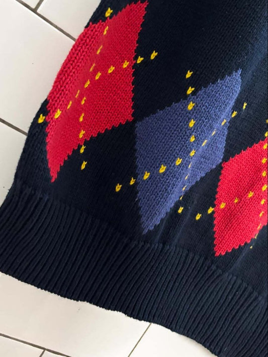 vintage 90s liz sport argyle v - neck sweater vest | liz claiborne - good market thrift store