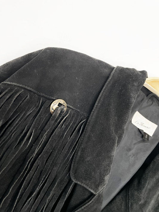 vintage 90s liz thomas suede fringe western moto jacket - good market thrift store