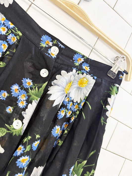 vintage 90s lizsport sheer full button floral midi skirt | liz claiborne - good market thrift store