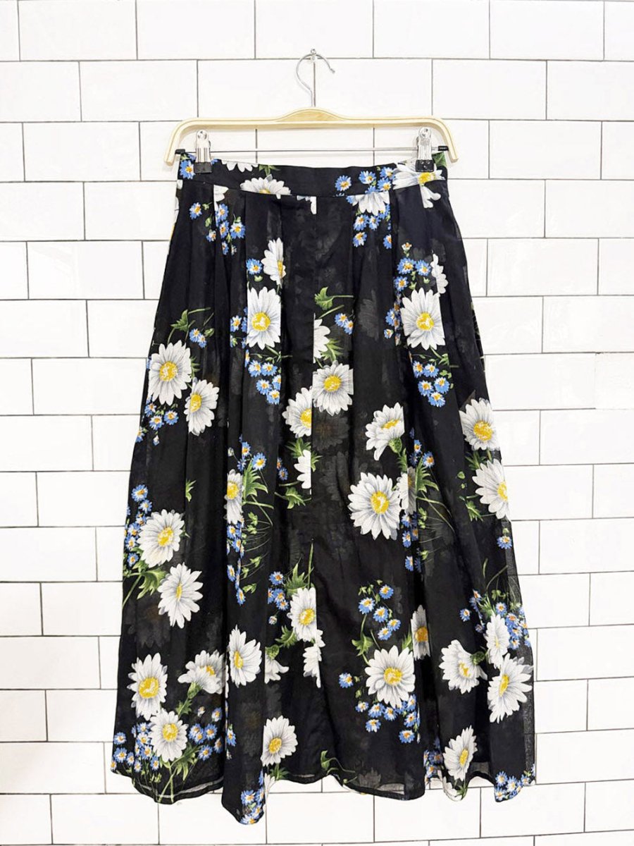vintage 90s lizsport sheer full button floral midi skirt | liz claiborne - good market thrift store