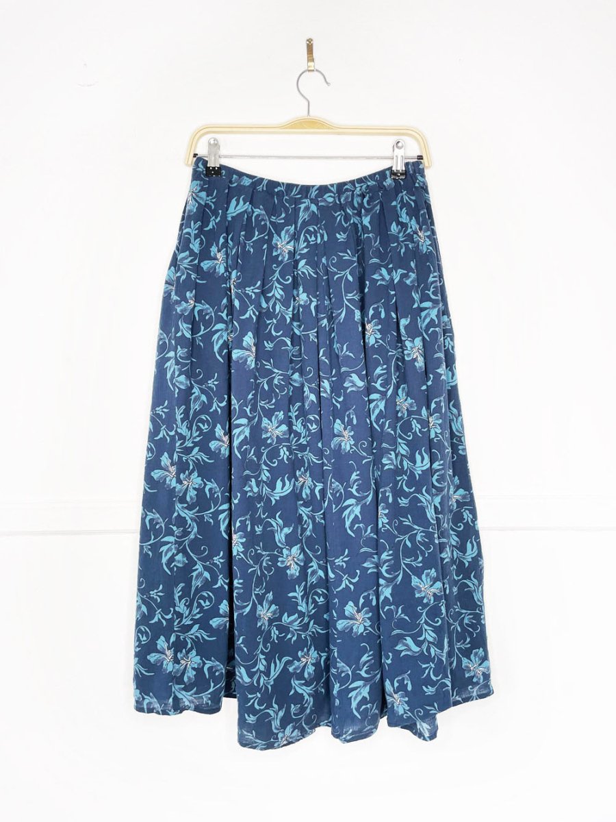 vintage 90s lizsport tropical pleated full button midi skirt | liz claiborne - good market thrift store