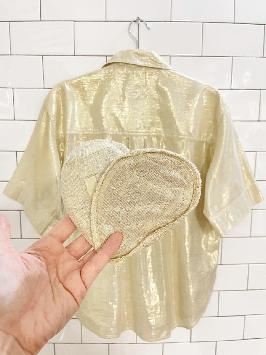 vintage 90s lizwear metallic full button shirt | made in India | liz claiborne - good market thrift store