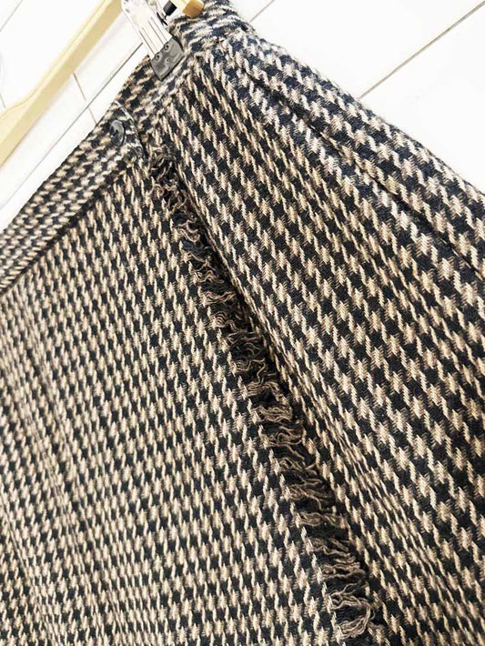 vintage 90s maren wool - blend houndstooth fringe wrap mini skort | made in USA - good market thrift store