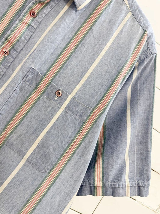 vintage 90s mcgregor single needle striped full button shirt - good market thrift store