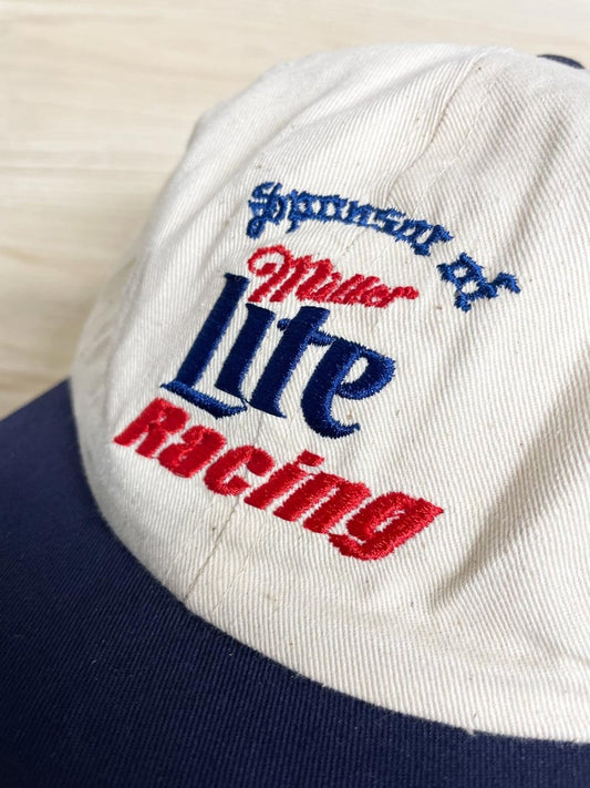 vintage 90s miller lite racing two - tone hat | fersten - good market thrift store