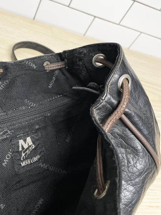 vintage 90s mouflon faux leather backpack - good market thrift store
