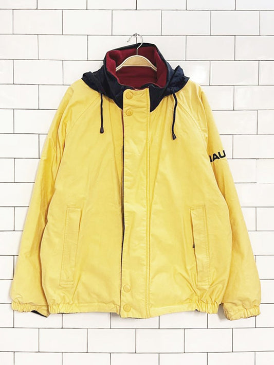 vintage 90s nautica fleece nylon reversible yacht jacket - good market thrift store
