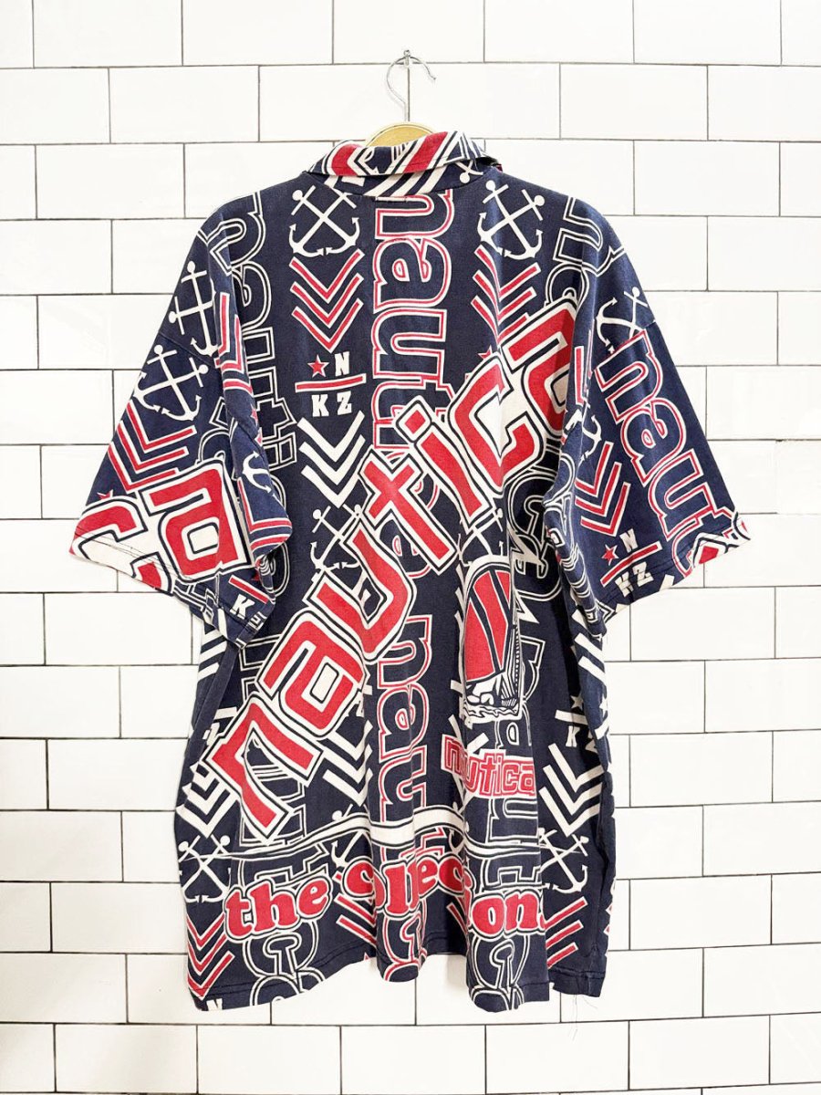 vintage 90s nautica the collections 1/4 button t-shirt - good market thrift store