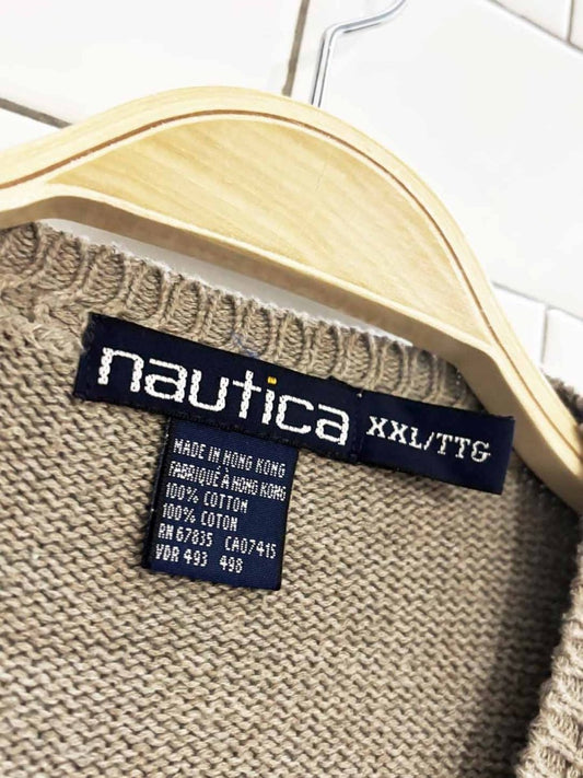 vintage 90s nautica window pane check knit sweater - good market thrift store