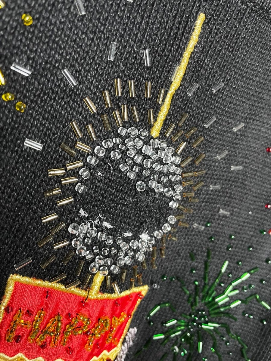 vintage 90s new years time square NYC hand - beaded sweater | arriviste - good market thrift store