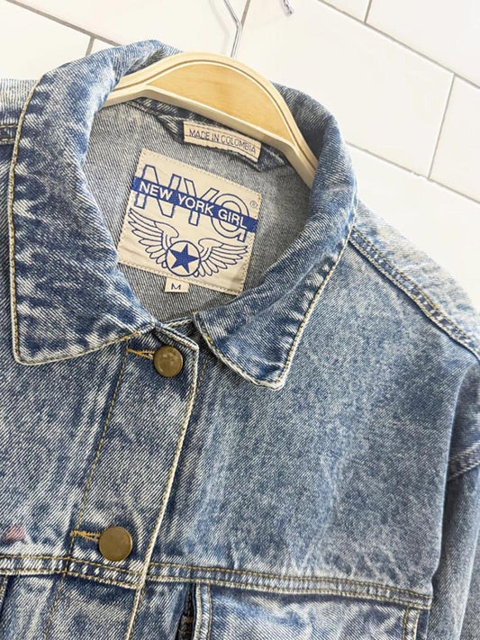 vintage 90s new york girl acid wash denim jacket - good market thrift store