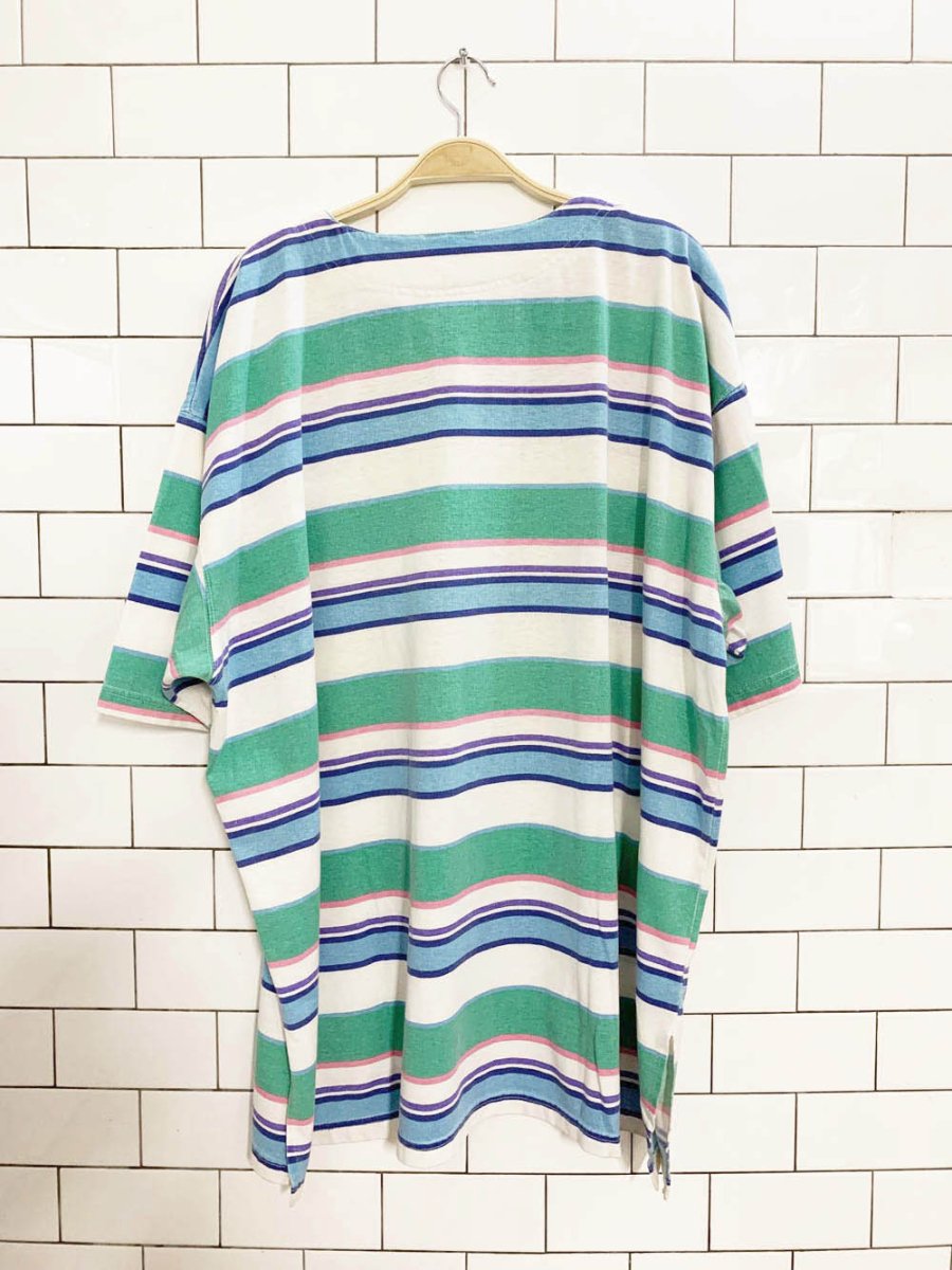 vintage 90s next issue striped oversized stripe lace up tee - good market thrift store