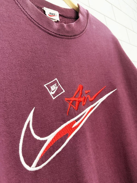 vintage 90s nike air embroidered big swoosh sweatshirt | made in USA - good market thrift store