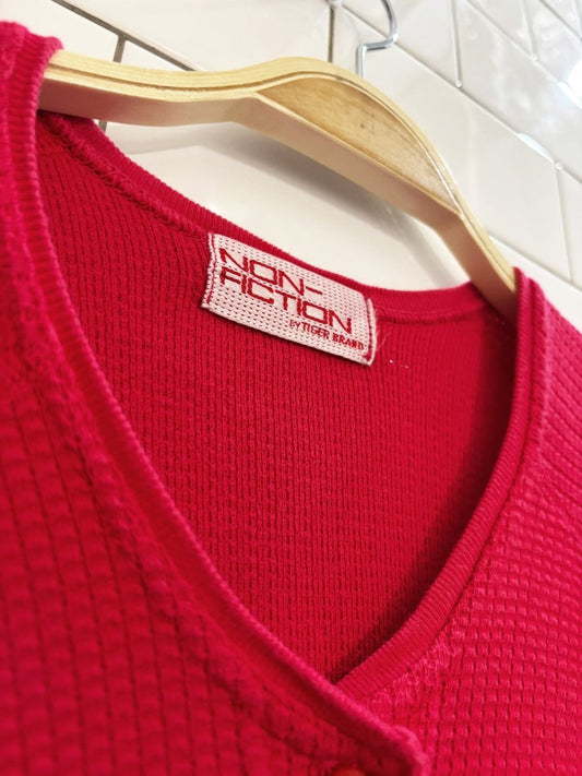 vintage 90s non fiction waffle knit flower button cardigan - good market thrift store