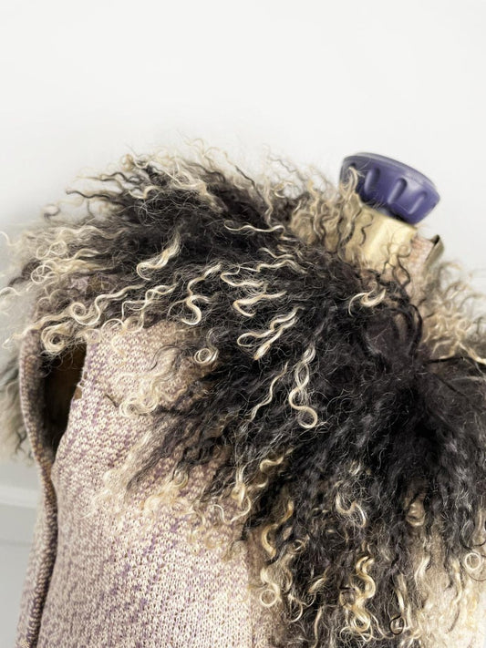 vintage 90s pelle nova mongolian sheepskin scarf - good market thrift store