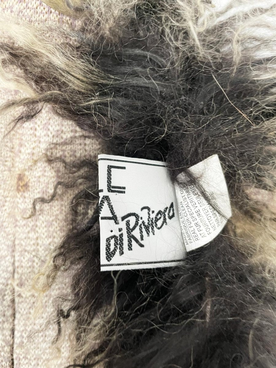 vintage 90s pelle nova mongolian sheepskin scarf - good market thrift store