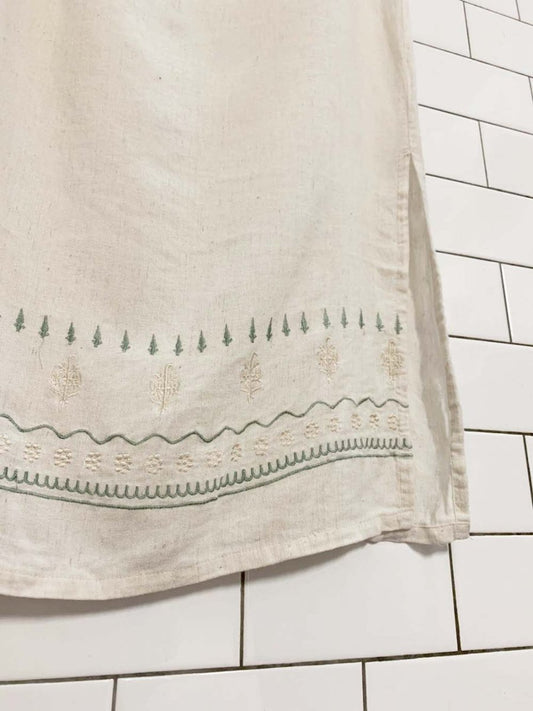 vintage 90s penmans linen blend embroidered maxi skirt - good market thrift store