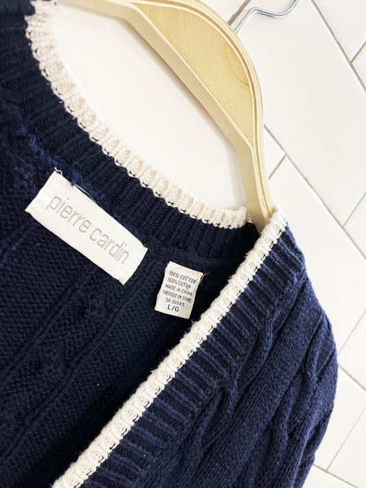 vintage 90s pierre cardin cable knit cardigan - good market thrift store