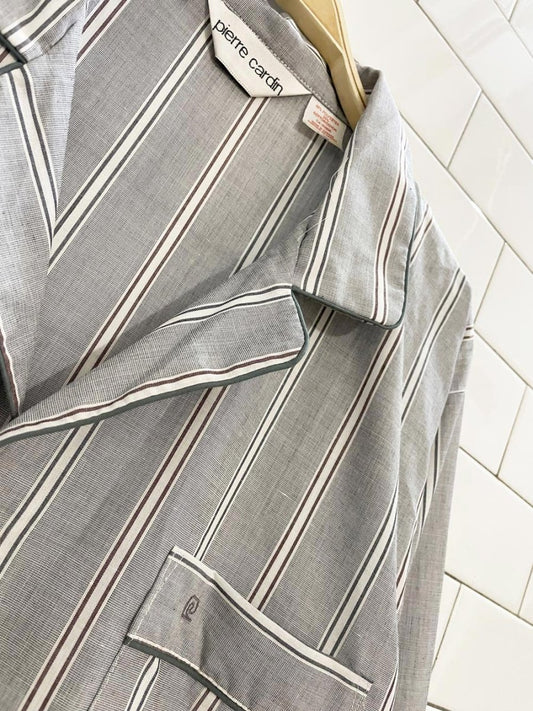 vintage 90s pierre cardin pajama - style striped shirt - good market thrift store