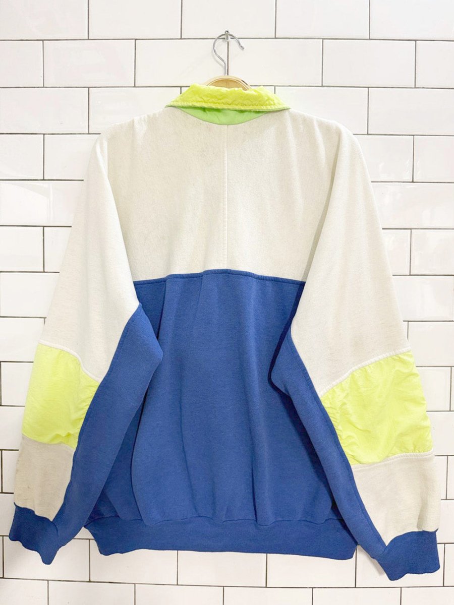 vintage 90s powder ridge 1/2 zip neon colour block sweatshirt - good market thrift store
