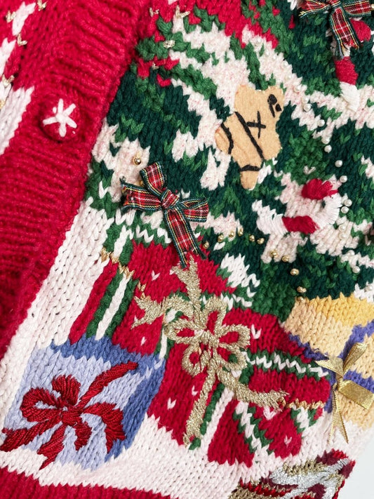 vintage 90s presents under the tree chunky knit sweater | casual corner - good market thrift store