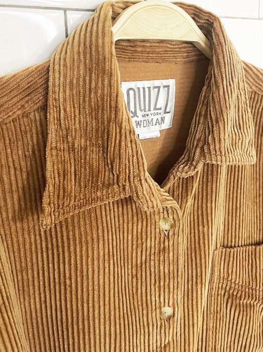 vintage 90s quizz new york chunky cord full button shirt jacket - good market thrift store