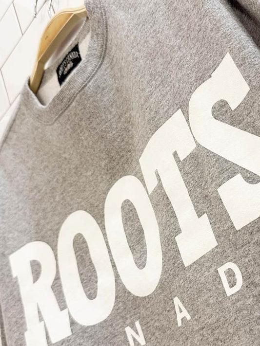 vintage 90s roots oversized nameplate sweatshirt | made in canada - good market thrift store