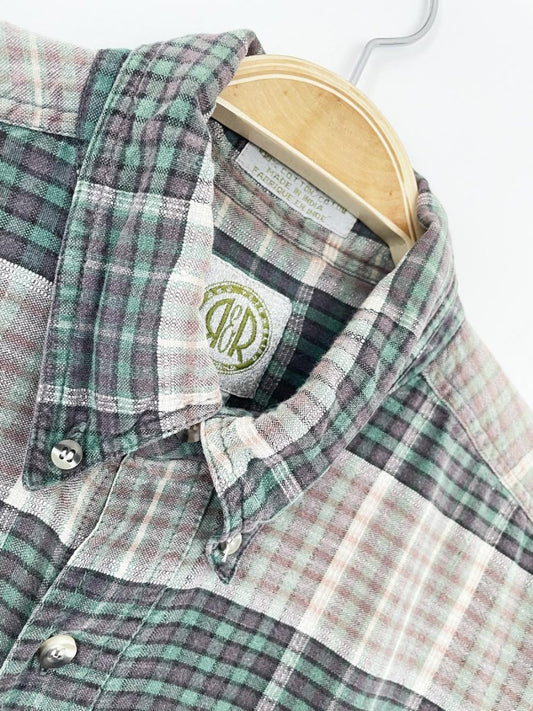 vintage 90s R&R plaid flannel full button shirt | made in India - good market thrift store