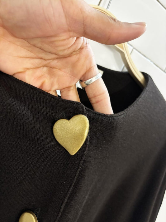 vintage 90s spanner wool - blend heart button knit sweater dress - good market thrift store